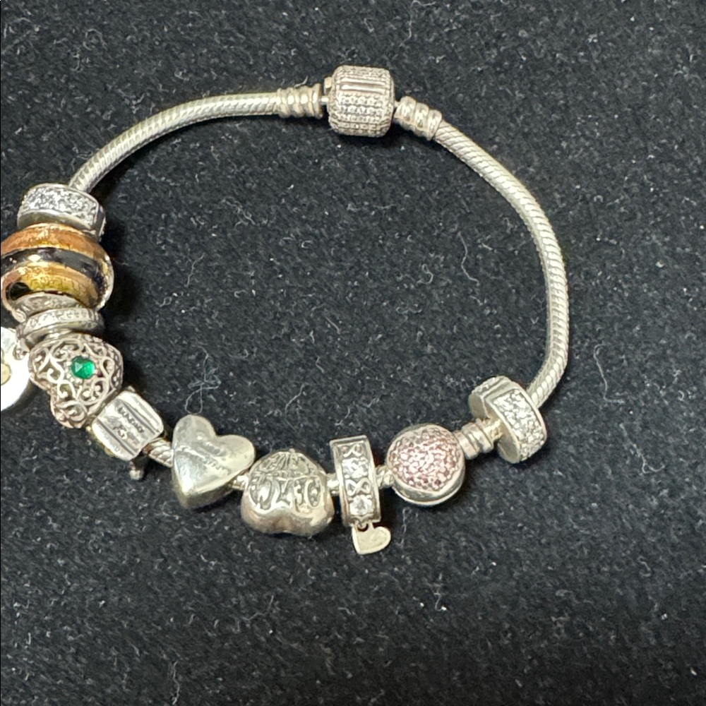 Pandora Charm Bracelet Sterling Silver with 10 charms - Picture 6 of 17